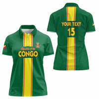 Custom Congo Brazzaville Football Women Polo Shirt Go Ba Diabulu ya Mbwaki Green Color - Wonder Print Shop
