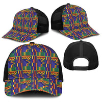 African Kente Pattern Baseball Net Cap Fathia Fata Nkrumah - Wonder Print Shop