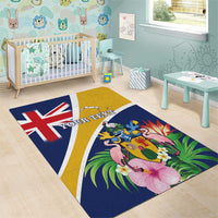 Personalised Turks And Caicos Islands Area Rug Coat Of Arms Tropical Flower - Wonder Print Shop