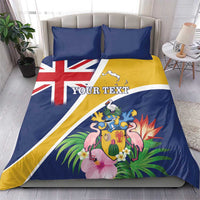 Personalised Turks And Caicos Islands Bedding Set Coat Of Arms Tropical Flower - Wonder Print Shop