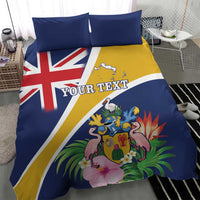 Personalised Turks And Caicos Islands Bedding Set Coat Of Arms Tropical Flower - Wonder Print Shop