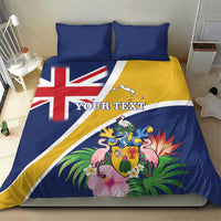 Personalised Turks And Caicos Islands Bedding Set Coat Of Arms Tropical Flower - Wonder Print Shop