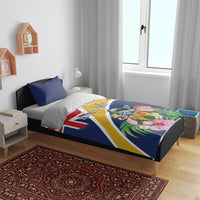 Personalised Turks And Caicos Islands Bedding Set Coat Of Arms Tropical Flower - Wonder Print Shop