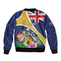 Personalised Turks And Caicos Islands Bomber Jacket Coat Of Arms Tropical Flower - Wonder Print Shop