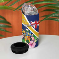 Personalised Turks And Caicos Islands 4 in 1 Can Cooler Tumbler Coat Of Arms Tropical Flower - Wonder Print Shop