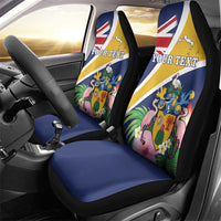 Personalised Turks And Caicos Islands Car Seat Cover Coat Of Arms Tropical Flower - Wonder Print Shop