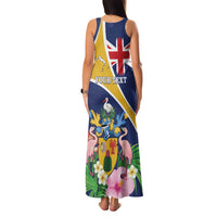 Personalised Turks And Caicos Islands Family Matching Tank Maxi Dress and Hawaiian Shirt Coat Of Arms Tropical Flower - Wonder Print Shop