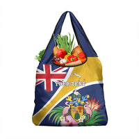 Personalised Turks And Caicos Islands Grocery Bag Coat Of Arms Tropical Flower
