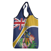 Personalised Turks And Caicos Islands Grocery Bag Coat Of Arms Tropical Flower