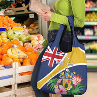 Personalised Turks And Caicos Islands Grocery Bag Coat Of Arms Tropical Flower