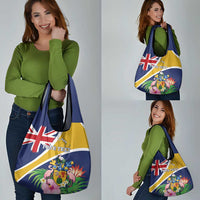 Personalised Turks And Caicos Islands Grocery Bag Coat Of Arms Tropical Flower