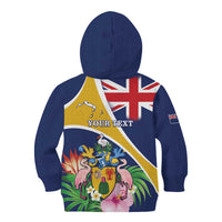 Personalised Turks And Caicos Islands Kid Hoodie Coat Of Arms Tropical Flower - Wonder Print Shop