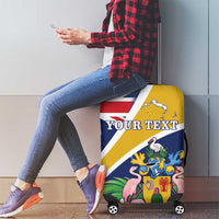 Personalised Turks And Caicos Islands Luggage Cover Coat Of Arms Tropical Flower - Wonder Print Shop