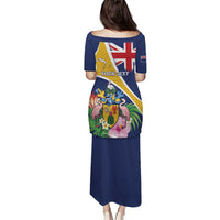 Personalised Turks And Caicos Islands Puletasi Coat Of Arms Tropical Flower - Wonder Print Shop