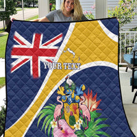 Personalised Turks And Caicos Islands Quilt Coat Of Arms Tropical Flower - Wonder Print Shop