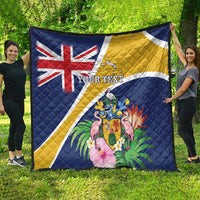Personalised Turks And Caicos Islands Quilt Coat Of Arms Tropical Flower - Wonder Print Shop