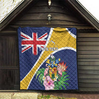 Personalised Turks And Caicos Islands Quilt Coat Of Arms Tropical Flower - Wonder Print Shop