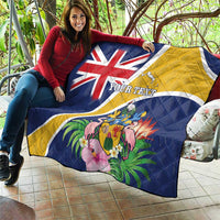 Personalised Turks And Caicos Islands Quilt Coat Of Arms Tropical Flower - Wonder Print Shop