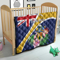 Personalised Turks And Caicos Islands Quilt Coat Of Arms Tropical Flower - Wonder Print Shop