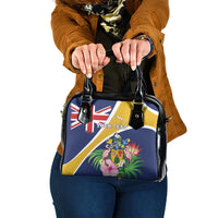 Personalised Turks And Caicos Islands Shoulder Handbag Coat Of Arms Tropical Flower