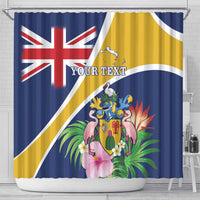 Personalised Turks And Caicos Islands Shower Curtain Coat Of Arms Tropical Flower