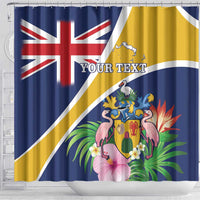 Personalised Turks And Caicos Islands Shower Curtain Coat Of Arms Tropical Flower