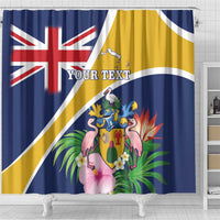 Personalised Turks And Caicos Islands Shower Curtain Coat Of Arms Tropical Flower
