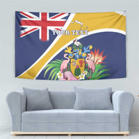 Personalised Turks And Caicos Islands Tapestry Coat Of Arms Tropical Flower - Wonder Print Shop