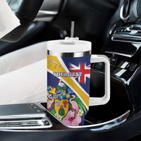 Personalised Turks And Caicos Islands Tumbler With Handle Coat Of Arms Tropical Flower - Wonder Print Shop