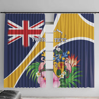 Personalised Turks And Caicos Islands Window Curtain Coat Of Arms Tropical Flower - Wonder Print Shop