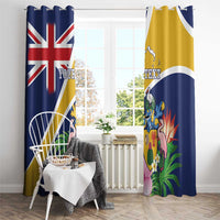 Personalised Turks And Caicos Islands Window Curtain Coat Of Arms Tropical Flower - Wonder Print Shop