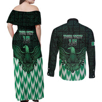 Custom Nigeria Football Couples Matching Off Shoulder Maxi Dress and Long Sleeve Button Shirt Go Super Eagles Sporty Style - Wonder Print Shop