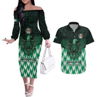 Custom Nigeria Football Couples Matching Off The Shoulder Long Sleeve Dress and Hawaiian Shirt Go Super Eagles Sporty Style - Wonder Print Shop