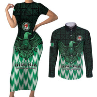 Custom Nigeria Football Couples Matching Short Sleeve Bodycon Dress and Long Sleeve Button Shirt Go Super Eagles Sporty Style - Wonder Print Shop