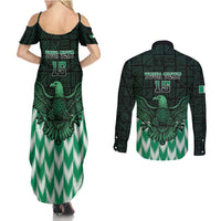 Custom Nigeria Football Couples Matching Summer Maxi Dress and Long Sleeve Button Shirt Go Super Eagles Sporty Style - Wonder Print Shop