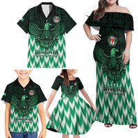 Custom Nigeria Football Family Matching Off Shoulder Maxi Dress and Hawaiian Shirt Go Super Eagles Sporty Style - Wonder Print Shop