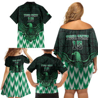 Custom Nigeria Football Family Matching Off Shoulder Short Dress and Hawaiian Shirt Go Super Eagles Sporty Style - Wonder Print Shop