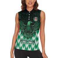 Custom Nigeria Football Women Sleeveless Polo Shirt Go Super Eagles Sporty Style - Wonder Print Shop