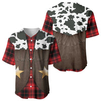 Cowboy Vest Costume Baseball Jersey Black Red Plaid Pattern - Wonder Print Shop