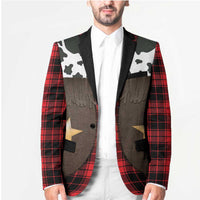 Cowboy Vest Costume Blazer Black Red Plaid Pattern - Wonder Print Shop