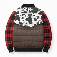 Cowboy Vest Costume Bomber Puffer Jacket Black Red Plaid Pattern - Wonder Print Shop