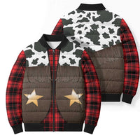 Cowboy Vest Costume Bomber Puffer Jacket Black Red Plaid Pattern - Wonder Print Shop