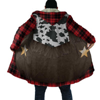 Cowboy Vest Costume Cloak Black Red Plaid Pattern - Wonder Print Shop