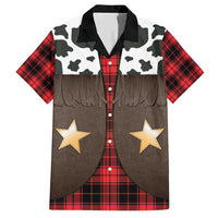 Cowboy Vest Costume Hawaiian Shirt Black Red Plaid Pattern - Wonder Print Shop