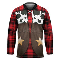 Cowboy Vest Costume Hockey Jersey Black Red Plaid Pattern - Wonder Print Shop
