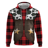 Cowboy Vest Costume Hoodie Black Red Plaid Pattern - Wonder Print Shop