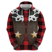 Cowboy Vest Costume Hoodie Black Red Plaid Pattern - Wonder Print Shop
