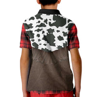 Cowboy Vest Costume Kid Polo Shirt Black Red Plaid Pattern - Wonder Print Shop