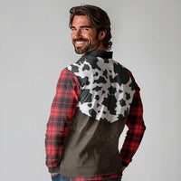 Cowboy Vest Costume Long Sleeve Polo Shirt Black Red Plaid Pattern - Wonder Print Shop