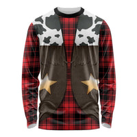 Cowboy Vest Costume Long Sleeve Shirt Black Red Plaid Pattern - Wonder Print Shop
